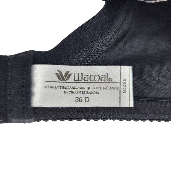 Wacoal Black White Full Coverage Floral Lace Underwire Bra Size 36D - Picture 2 of 3